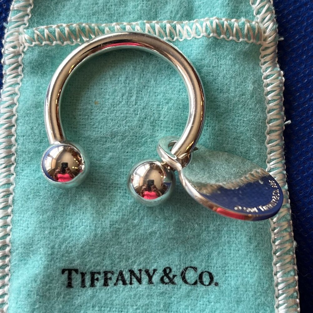 Tiffany Round Tag Screwball Key Ring  Sterling Silver 925